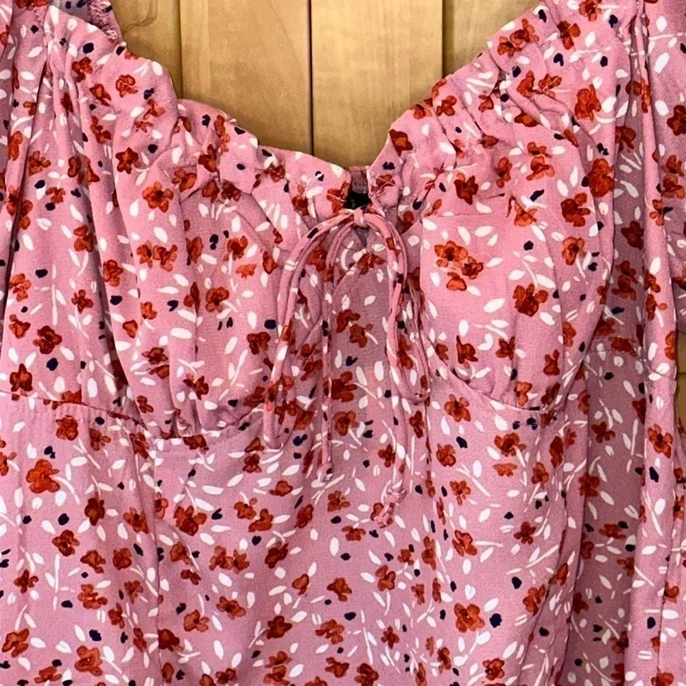 Pink Floral Mini Dress   Size XL   NWT - Picture 8 of 10
